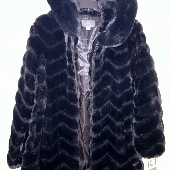 Brand New/ Never worn Black Hooded Faux Fur